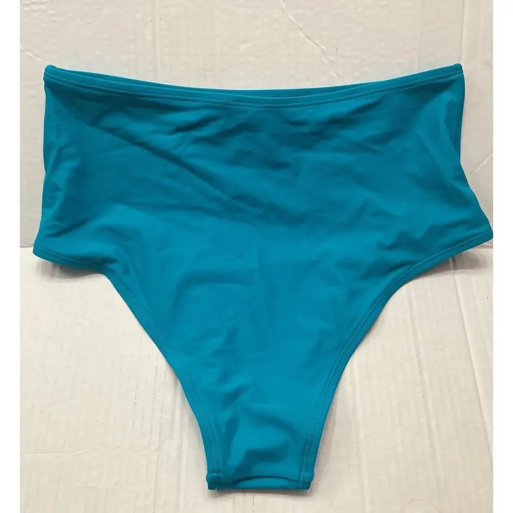 NWT Halara Bikini Bottom Swimsuit SIZE M elegant high‎ waisted teal turquoise